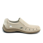 Бежови мъжки обувки, естествена кожа - ежедневни обувки за пролетта и лятото N 100010467