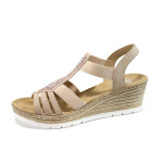 Розови дамски сандали, здрава еко-кожа - всекидневни обувки за лятото N 100010470