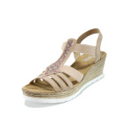 Розови дамски сандали, здрава еко-кожа - всекидневни обувки за лятото N 100010470