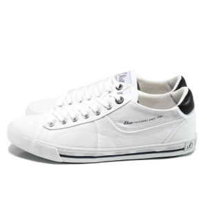 Бели мъжки спортни обувки, текстилна материя - всекидневни обувки за пролетта и лятото N 100010476