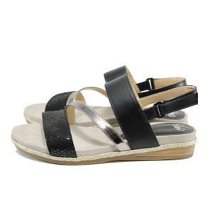 Черни дамски сандали, естествена кожа и еко-кожа - всекидневни обувки за лятото N 100010482