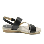 Черни дамски сандали, естествена кожа и еко-кожа - всекидневни обувки за лятото N 100010482