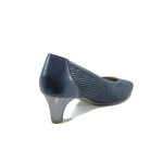 Сини дамски обувки със среден ток, естествена кожа - всекидневни обувки за пролетта и лятото N 100010483