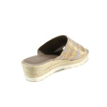 Бежови дамски чехли, здрава еко-кожа - всекидневни обувки за пролетта и лятото N 100010486
