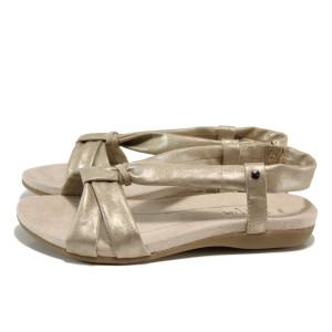 Жълти анатомични дамски сандали, здрава еко-кожа - всекидневни обувки за лятото N 100010493