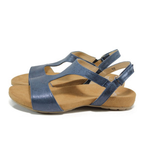 Сини дамски сандали, естествена кожа - всекидневни обувки за лятото N 100010499