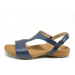 Сини дамски сандали, естествена кожа - всекидневни обувки за лятото N 100010499