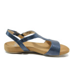 Сини дамски сандали, естествена кожа - всекидневни обувки за лятото N 100010499