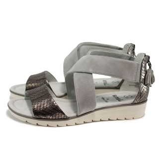 Сиви дамски сандали, естествена кожа - всекидневни обувки за лятото N 100010511