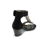 Черни дамски сандали, качествен еко-велур - всекидневни обувки за лятото N 100010500