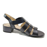 Черни дамски сандали, естествена кожа - всекидневни обувки за лятото N 100010509