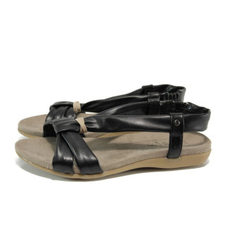 Черни анатомични дамски сандали, здрава еко-кожа - всекидневни обувки за лятото N 100010494
