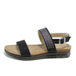 Черни дамски сандали, здрава еко-кожа - всекидневни обувки за лятото N 100010520