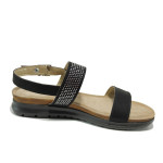 Черни дамски сандали, здрава еко-кожа - всекидневни обувки за лятото N 100010520