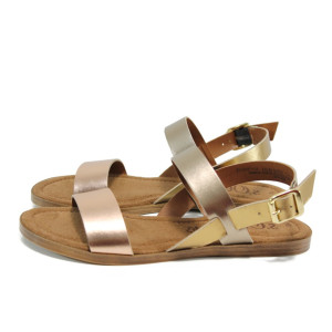 Розови дамски сандали, естествена кожа - всекидневни обувки за лятото N 100010522