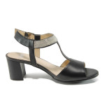 Черни дамски сандали, естествена кожа - всекидневни обувки за лятото N 100010524
