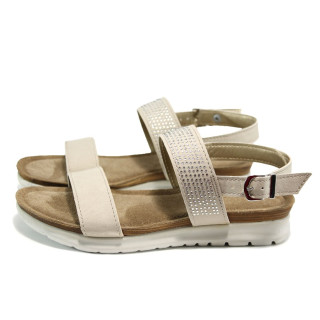 Бежови дамски сандали, здрава еко-кожа - всекидневни обувки за лятото N 100010521
