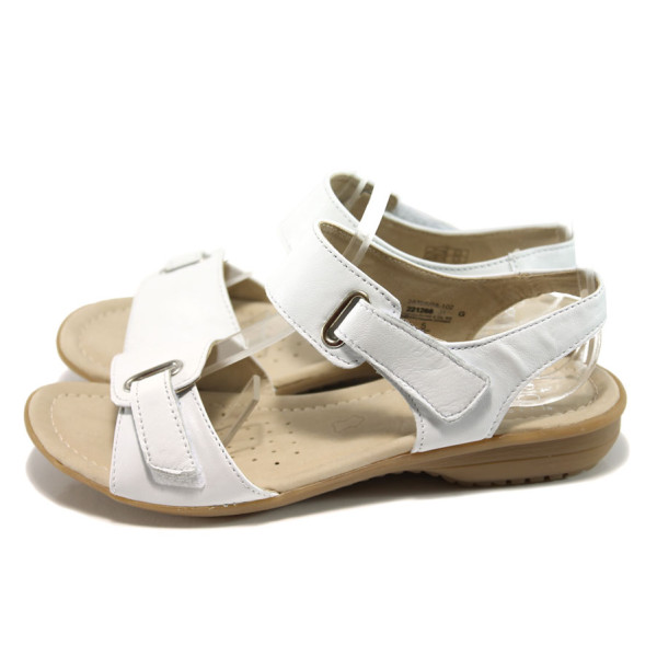Бели дамски сандали, естествена кожа - всекидневни обувки за лятото N 100010561