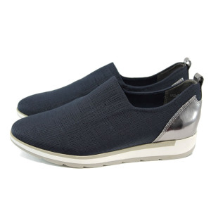 Тъмносини дамски обувки  с мемори пяна, с равна подметка, текстилна материя - всекидневни обувки за пролетта и лятото N 100010563