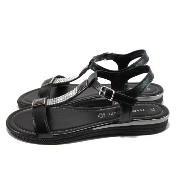 Черни дамски сандали, естествена кожа - всекидневни обувки за лятото N 100010581