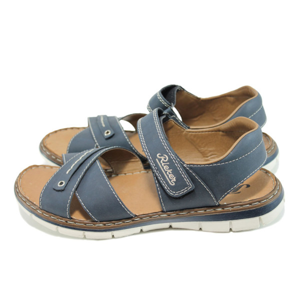 Сини мъжки сандали, здрава еко-кожа - всекидневни обувки за лятото N 100010588