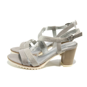 Сиви дамски сандали, качествен еко-велур - всекидневни обувки за лятото N 100010672