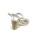 Сиви дамски сандали, качествен еко-велур - всекидневни обувки за лятото N 100010672