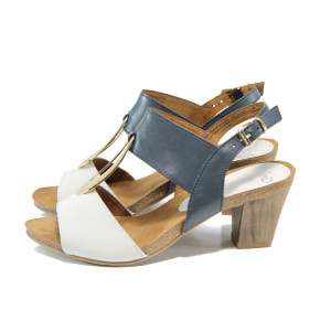 Сини дамски сандали, естествена кожа - всекидневни обувки за лятото N 100010671