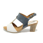 Сини дамски сандали, естествена кожа - всекидневни обувки за лятото N 100010671