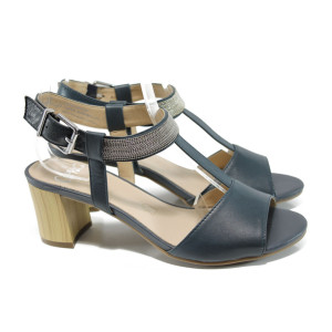 Сини дамски сандали, естествена кожа - всекидневни обувки за лятото N 100010670