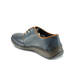 Тъмносини мъжки обувки, естествена кожа - всекидневни обувки за пролетта и лятото N 100010691