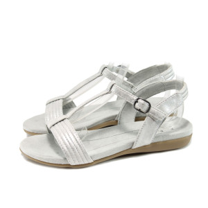 Сребристи анатомични дамски сандали, здрава еко-кожа - всекидневни обувки за лятото N 100010833