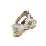 Бежови анатомични дамски чехли, качествен еко-велур - всекидневни обувки за лятото N 100010837