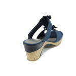 Сини анатомични дамски чехли, качествен еко-велур - всекидневни обувки за лятото N 100010836