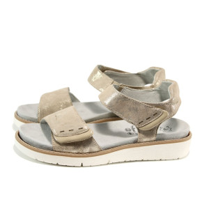 Жълти анатомични дамски сандали, естествена кожа - всекидневни обувки за лятото N 100010909