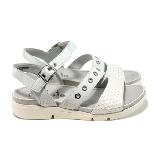 Бели анатомични дамски сандали, естествена кожа - всекидневни обувки за лятото N 100011061