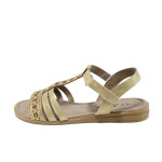 Жълти дамски сандали, здрава еко-кожа - всекидневни обувки за лятото N 100011066