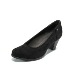 Черни анатомични дамски обувки със среден ток, качествен еко-велур - елегантни обувки за целогодишно ползване N 100011159