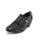 Черни дамски обувки със среден ток, здрава еко-кожа - всекидневни обувки за есента и зимата N 100011161
