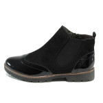 Черни дамски боти, велурена еко-кожа и лачена еко-кожа - всекидневни обувки за есента и зимата N 100011162