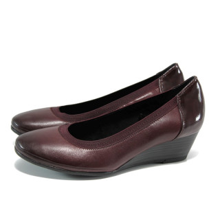 Винени дамски обувки с платформа, естествена кожа - всекидневни обувки за целогодишно ползване N 100011112