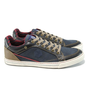 Сини мъжки спортни обувки, здрава еко-кожа - всекидневни обувки за целогодишно ползване N 100011164