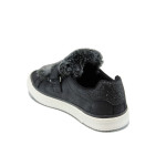 Черни дамски обувки с мемори пяна, равна подметка, здрава еко-кожа - всекидневни обувки за пролетта и есента N 100011171