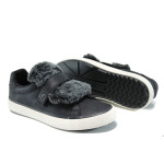 Черни дамски обувки с мемори пяна, равна подметка, здрава еко-кожа - всекидневни обувки за пролетта и есента N 100011171