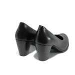 Черни дамски обувки с висок ток, естествена кожа - официални обувки за целогодишно ползване N 100011173