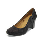 Черни дамски обувки с висок ток, естествена кожа - елегантни обувки за целогодишно ползване N 100011190