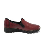 Винени дамски обувки с равна подметка, здрава еко-кожа - всекидневни обувки за есента и зимата N 100011193