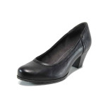 Черни дамски обувки със среден ток, здрава еко-кожа - всекидневни обувки за целогодишно ползване N 100011257