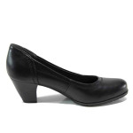 Черни дамски обувки със среден ток, здрава еко-кожа - всекидневни обувки за целогодишно ползване N 100011257