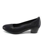 Черни дамски обувки със среден ток, текстилна материя - всекидневни обувки за целогодишно ползване N 100011259